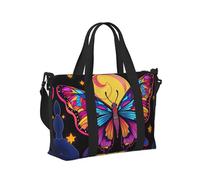 Mexpekil Butterfly Moon Star Travel Duffel Bag Waterproof Sports Gym Bag Large Weekend Overnight Bags for Women Men Foldable Carry On Luggage Tote Bag for Flight