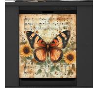 Mexpekil Butterfly Music Note Sunflowers Dishwasher Magnet Cover 21x26Inch Decorative Dish Washer Sticker for Front Door Waterproof Kitchen Appliance Panel Magnetic Decal
