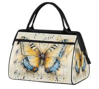 Mexpekil Butterfly Music Travel Duffel Bag Waterproof Gym Bag Carry On Weekend Overnight Bags Large Hand Luggage Tote Bags for Women Men Kids