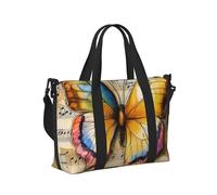Mexpekil Butterfly Musical Notes Travel Duffel Bag Waterproof Sports Gym Bag Large Weekend Overnight Bags for Women Men Foldable Carry On Luggage Tote Bag for Flight