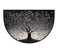 Mexpekil Butterfly Tree Half Moon Door Mat Indoor Outdoor Non Slip Floor Mat Washable Half Circle Doormats Absorbent Dirt Trapper Half Round Rugs for Entrance 61x91cm