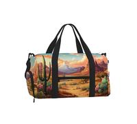 Mexpekil Cactus Desert Landscape Gym Bag with Shoe Compartment Waterproof Duffel Bag Large Overnight Weekend Bags Travel Holdall for Women Men Teens
