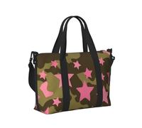Mexpekil Camouflage Pink Star Travel Duffel Bag Waterproof Sports Gym Bag Large Weekend Overnight Bags for Women Men Foldable Carry On Luggage Tote Bag for Flight