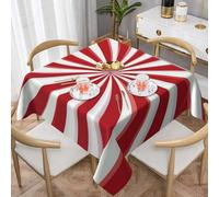 Mexpekil Candy Cane Swirl Square Tablecloth 152x152cm Wipeable Table Protector Decoration Rectangular Table Cover for Indoor Outdoor