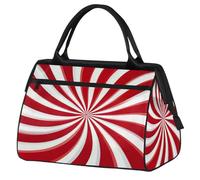 Mexpekil Candy Cane Swirl Travel Duffel Bag Waterproof Gym Bag Carry On Weekend Overnight Bags Large Hand Luggage Tote Bags for Women Men Kids
