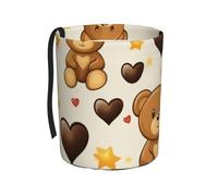 Mexpekil Car Trash Can, Car Trash Bag Hanging, Cartoon Teddy Bears Hearts Start Print Car Rubbish Bag Reusable Compact Rubbish Car Organizer, Easy to Install