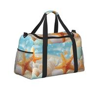 Mexpekil Cartoon Beach Starfish Seashells Duffel Bag Large Carry On Hand Luggage Bags Waterproof Weekender Bags Foldable Tote Bag for Travel Sports Gym Dance