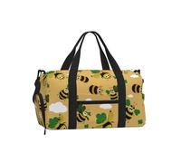 Mexpekil Cartoon Bees Clover Gym Bag with Shoe Compartment Waterproof Duffel Bag Large Overnight Weekend Bags Travel Holdall for Women Men Teens