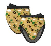 Mexpekil Cartoon Bees Clover Oven Gloves Heat Resistant Oven Mitts Silicone Oven Glove Kitchen Mini Oven Gloves for Cooking Baking Grilling Barbecue 1 Pair