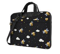 Mexpekil Cartoon Bees Flying Laptop Bag for Women Men 15.6 Inch Portable Laptop Case Sleeve with Shoulder Strap Computer Carrying Case Messenger Bags for Business Travel College