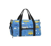 Mexpekil Cartoon Cars Buses Gym Bag with Shoe Compartment Waterproof Duffel Bag Large Overnight Weekend Bags Travel Holdall for Women Men Teens
