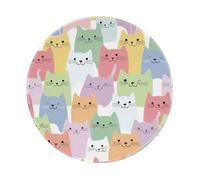 Mexpekil Cartoon Cat Faces Mouse Pad with Non-Slip Rubber Base Gaming Mouse Mat Small Round Mousepad with Stitched Edg Desk Accessories for Working Gaming 8 Inch