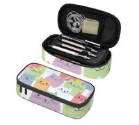Mexpekil Cartoon Cat Faces Pencil Case for Girls Boys with Compartments Large Pen Organizer Bag Zipper Multi-Use Pouch for School Supplies, Makeup Cosmetics, Kids, Adults