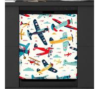 Mexpekil Cartoon Colorful Airplane Aircraft Dishwasher Magnet Cover 21x26 in, Decorative Waterproof Dishwasher Magnetic Cover Sticker for Kitchen Appliances
