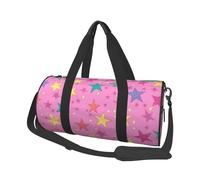 Mexpekil Cartoon Colorful Stars Foldable Gym Bag Carry On Travel Duffle Bags Waterproof Woman Men Hand Luggage Bag Large Weekend Overnight Bags for Sports Dance with Removable Strap