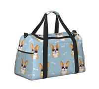 Mexpekil Cartoon Corgis Bones Duffel Bag Large Carry On Hand Luggage Bags Waterproof Weekender Bags Foldable Tote Bag for Travel Sports Gym Dance