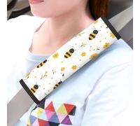 Mexpekil Cartoon Daisy Bee Pattern Seat Belt Pads 2 Pack Seatbelt Covers Soft Car Automotive Seat Belt Padding Cushion Shoulder Strap for Kids Adults