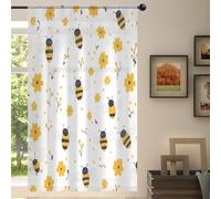 Mexpekil Cartoon Daisy Bee Pattern Voile Curtains 84 Drop, Semi Sheer Curtains for Living Room Bedroom Home Kitchen, 55 inches Wide, 1 Panel