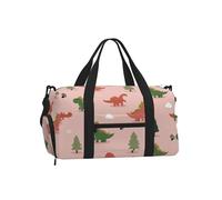 Mexpekil Cartoon Dinosaurs Pink Green Gym Bag with Shoe Compartment Waterproof Duffel Bag Large Overnight Weekend Bags Travel Holdall for Women Men Teens