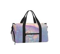 Mexpekil Cartoon Elephant Umbrella Glitter Gym Bag with Shoe Compartment Waterproof Duffel Bag Large Overnight Weekend Bags Travel Holdall for Women Men Teens