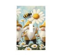 Mexpekil Cartoon Gnomes Daisy Bee Light Switch Cover 1 Gang Single Toggle Outlet Cover Decorative Wall Plate for Home Office