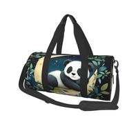 Mexpekil Cartoon Panda Moon Foldable Gym Bag Carry On Travel Duffle Bags Waterproof Woman Men Hand Luggage Bag Large Weekend Overnight Bags for Sports Dance with Removable Strap