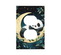 Mexpekil Cartoon Panda Moon Light Switch Cover 1 Gang Single Duplex Outlet Cover Decorative Wall Plate for Home Office