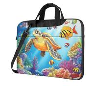 Mexpekil Cartoon Sea Turtle Animal Laptop Bag for Women Men 14 Inch Portable Laptop Case Sleeve with Shoulder Strap Computer Carrying Case Messenger Bags for Business Travel College