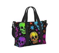 Mexpekil Cartoon Skulls Star Travel Duffel Bag Waterproof Sports Gym Bag Large Weekend Overnight Bags for Women Men Foldable Carry On Luggage Tote Bag for Flight