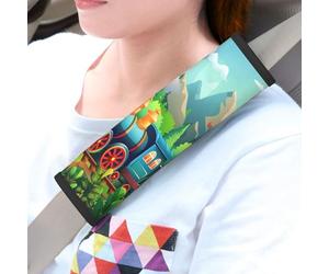 Mexpekil Cartoon Steam Train in Forest Seat Belt Pads 2 Pack Seatbelt Covers Soft Car Automotive Seat Belt Padding Cushion Shoulder Strap for Kids Adults