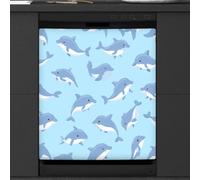 Mexpekil Cartoon Style Dolphin Dishwasher Magnet Cover 23x26Inch Decorative Dish Washer Sticker for Front Door Waterproof Kitchen Appliance Panel Magnetic Decal