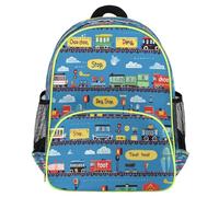 Mexpekil Cartoon Train Pattern Toddler Backpack for Girls Boys School Bag, Lightweight Waterproof Kids Travel Rucksack for Preschool with Chest Strap Water Bottle Holders
