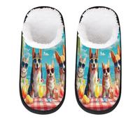 Mexpekil Cat Corg Hawaii Beach Fluffy Slippers for Women Men M