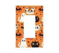 Mexpekil Cat Pumpkin Ghost Light Switch Cover 1 Gang Single Rocker Outlet Cover Decorative Wall Plate for Home Office