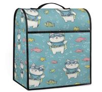 Mexpekil Cats in The Ocean Stand Mixer Cover 5-8 Quart Kitchen Appliance Dust Covers with Top Handle and Pockets Universal Kitchen Applian Decor Protector Accessories