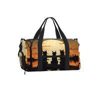 Mexpekil Cats Moon Gym Bag with Shoe Compartment Waterproof Duffel Bag Large Overnight Weekend Bags Travel Holdall for Women Men Teens