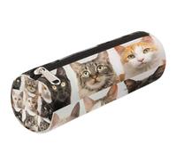 Mexpekil Cats Pattern Aniaml Kitten Pencil Case for Girls Boys Stationery Pouch Organiser Small School Supply Bag for Students Office