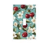 Mexpekil Cherries White Flowers Light Switch Cover 1 Gang Single Toggle Outlet Cover Decorative Wall Plate for Home Office