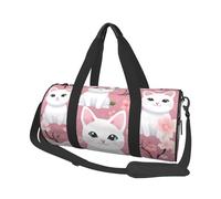 Mexpekil Cherry Blossom Cats Foldable Gym Bag Carry On Travel Duffle Bags Waterproof Woman Men Hand Luggage Bag Large Weekend Overnight Bags for Sports Dance with Removable Strap