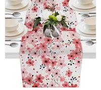 Mexpekil Cherry Blossom Pink Table Runner for Dining Table Waterproof Coffee Table Runners Long Table Decorations for Wedding Party Festival 33x178 cm