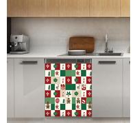 Mexpekil Chessboard Pattern Christmas Dishwasher Magnet Cover 21x26Inch Decorative Dish Washer Sticker for Front Door Waterproof Kitchen Appliance Panel Magnetic Decal