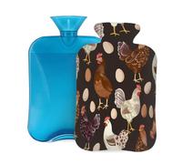 Mexpekil Chicken Hen Animal Egg Hot Water Bottle with Cover, 2L PVC Hot Water Bag for Pain Relief, Feet, Back, Warmth