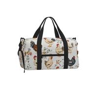 Mexpekil Chickens Floral Gym Bag with Shoe Compartment Waterproof Duffel Bag Large Overnight Weekend Bags Travel Holdall for Women Men Teens