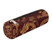 Mexpekil Chinese Long Totem Pencil Case School Supplies Pouch Bag for Girls Boys Teenagers, Women Makeup Brush Bag