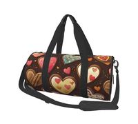 Mexpekil Chocolate Heart Foldable Gym Bag Carry On Travel Duffle Bags Waterproof Woman Men Hand Luggage Bag Large Weekend Overnight Bags for Sports Dance with Removable Strap