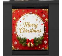 Mexpekil Christmas Bell Leaf Stars Dishwasher Magnet Cover 23x26Inch Decorative Dish Washer Sticker for Front Door Waterproof Kitchen Appliance Panel Magnetic Decal