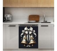 Mexpekil Christmas Bell Pattern Dishwasher Magnet Cover 21x26Inch Decorative Dish Washer Sticker for Front Door Waterproof Kitchen Appliance Panel Magnetic Decal