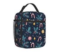 Mexpekil Christmas Candy Branch Decor Insulated Lunch Bag for Women Men Thermal Lunch Box Portable Picnic Cooler Bag with Side Mesh Pocket Adults Lunchbox for Work