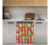 Mexpekil Christmas Checkered Candy Dishwasher Magnet Cover 21x26Inch Decorative Dish Washer Sticker for Front Door Waterproof Kitchen Appliance Panel Magnetic Decal