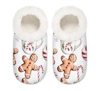 Mexpekil Christmas Cute Gingerbread Man House Slippers for Women Men, Memory Foam House Shoes Comfy Anti-Slip Slipper Socks for Indoor Bedroom, Sizes 10.5-12